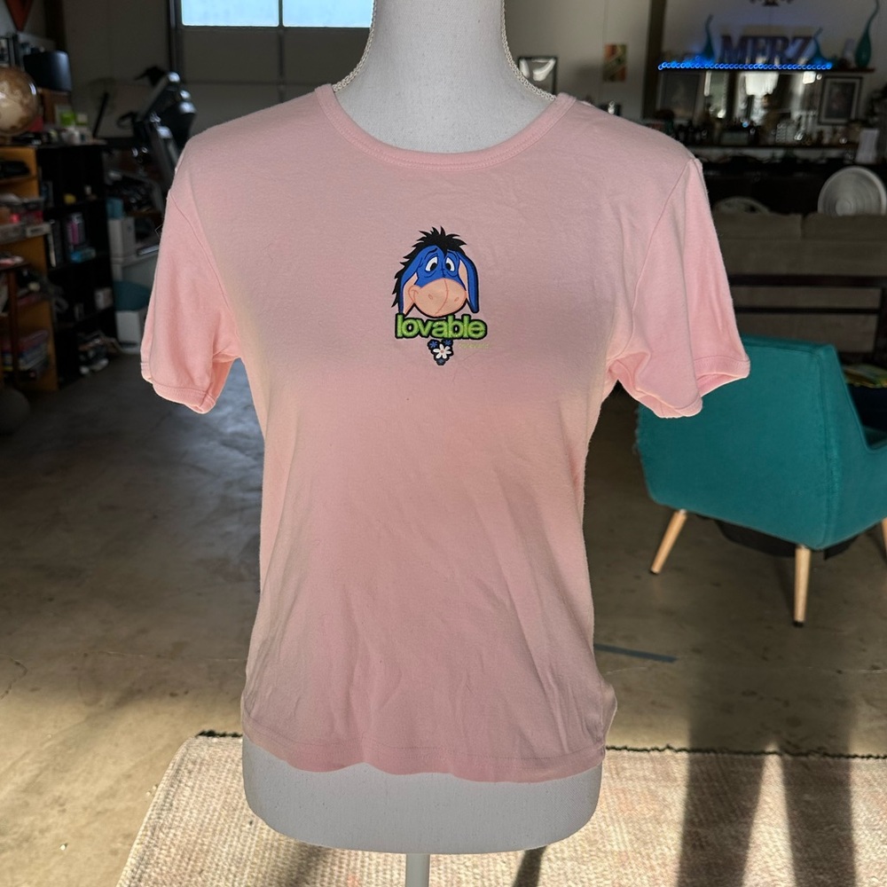 Y2K Disneyland Eeyore Pink Pastel Baby Tee